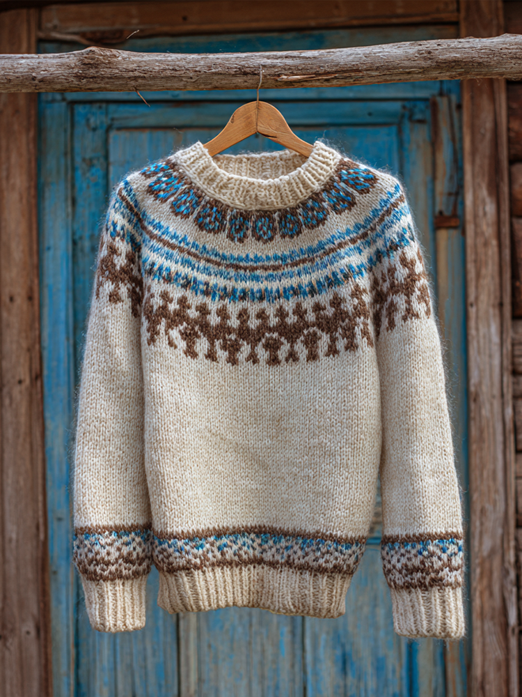 Women's Retro Autumn And Winter Knitted Round Neck Sweater elevenforest