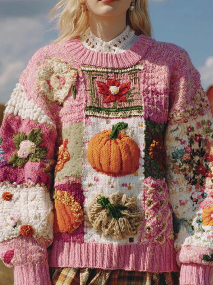 Women's Autumn/winter Thanksgiving Round Neck Warmth-giving Knit Sweater artswardrobe