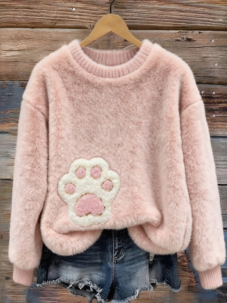 Comstylish Lovely Fluffy Paw Cozy Plush Sweatshirt