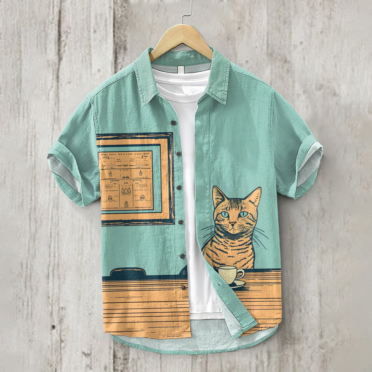 Bengal Cat Print Short Sleeve Shirt elevenforest