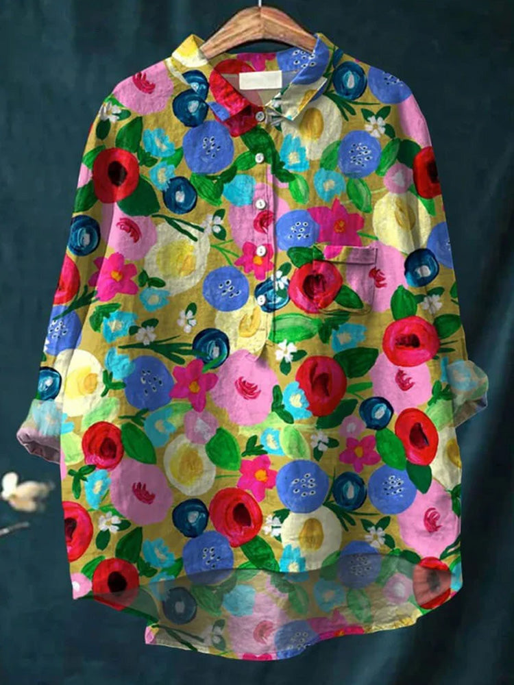 Women's Vintage Floral Print Casual Shirt