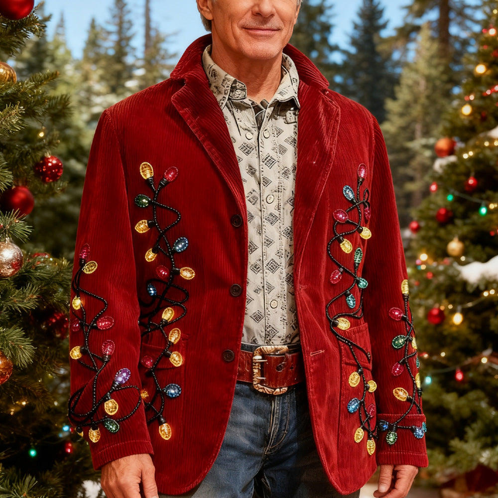Men's Casual Christmas Print Jacket artswardrobe
