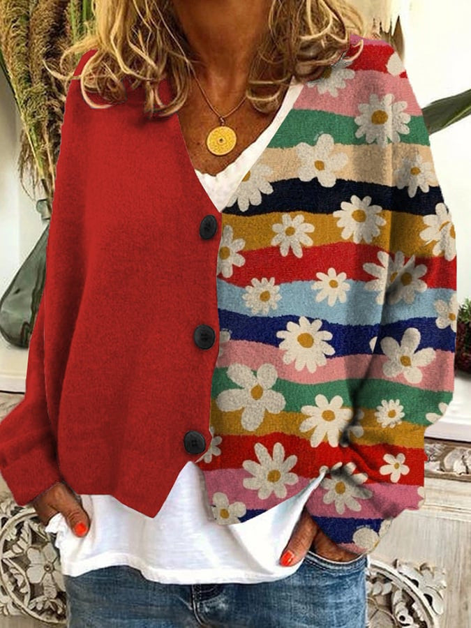 KS | Cardigan stampato con abbottonatura