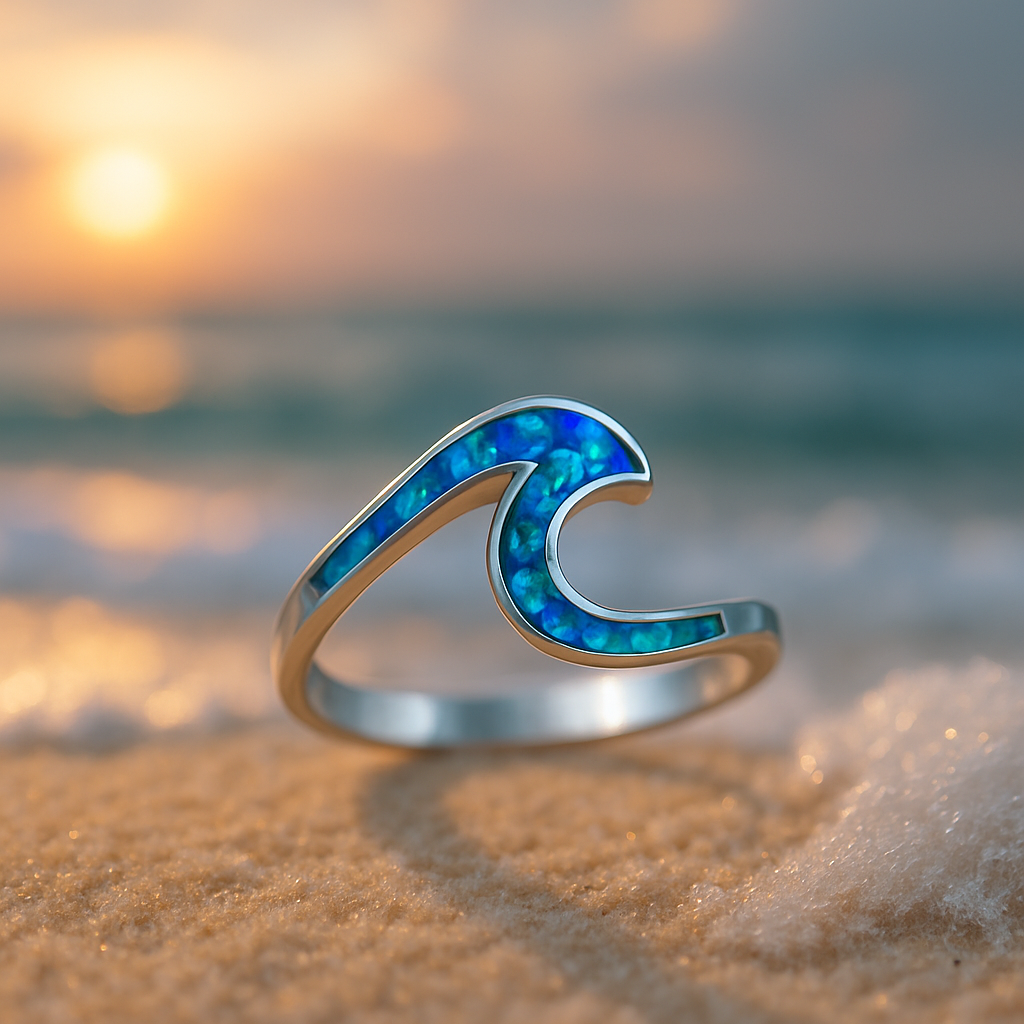 Blue Opal Wave Ring