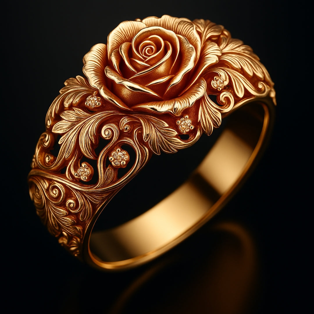 Oro Anello artigianale delicato