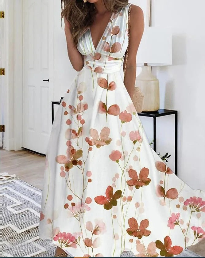 ER | Maxi abito senza maniche con scollo a V