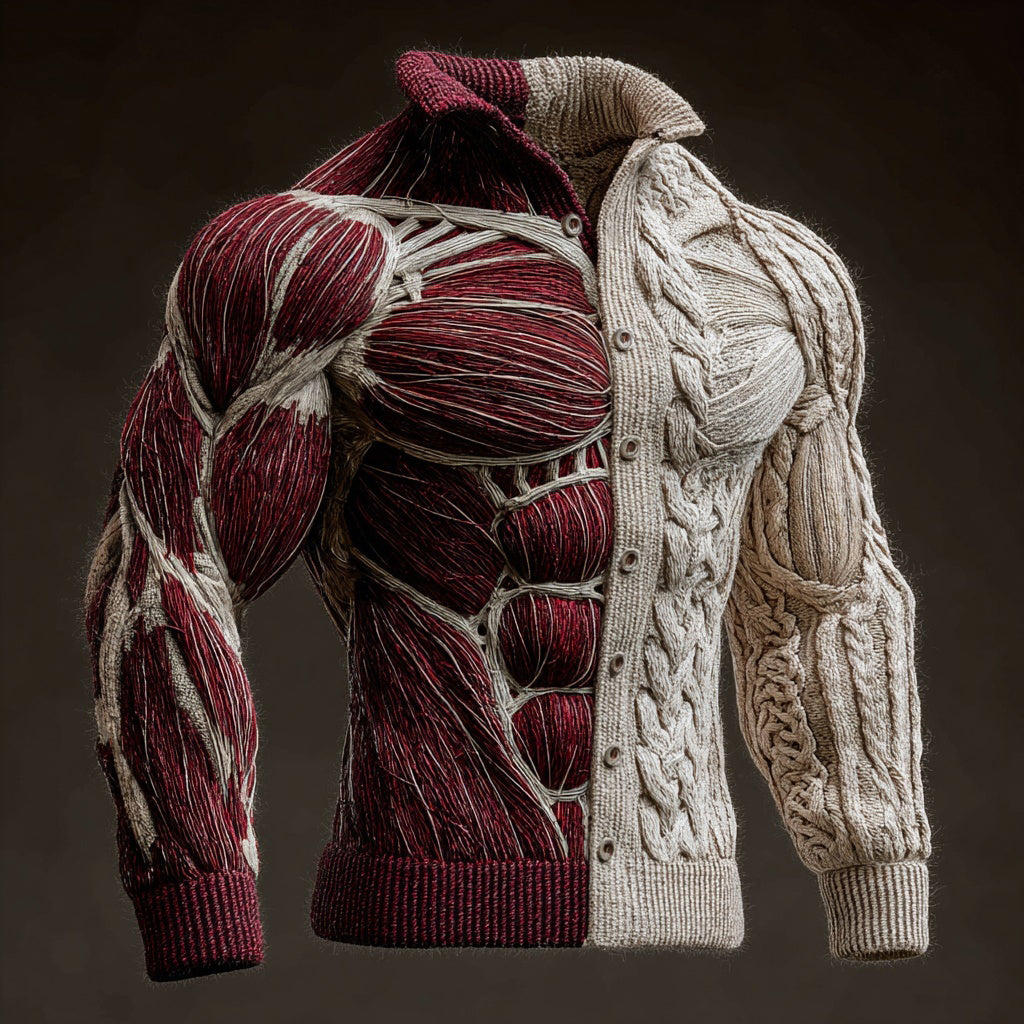 Men's Halloween Muscle Anatomy Art Cozy Sweater Cardigan artswardrobe