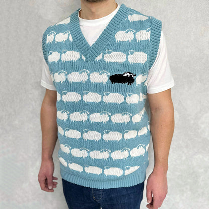 Vintage Country Farm Sheep Knitted Vest Sweater elevenforest