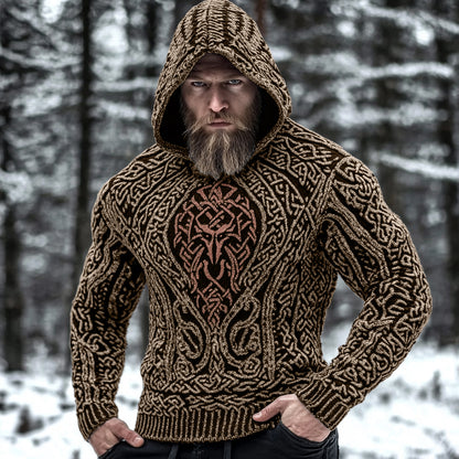 Men's Viking Metal Wolf Style Celtic Thick Hooded Sweater elevenforest