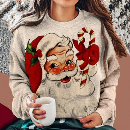 Comstylish Women's Christmas Santa Print Sweatshirt