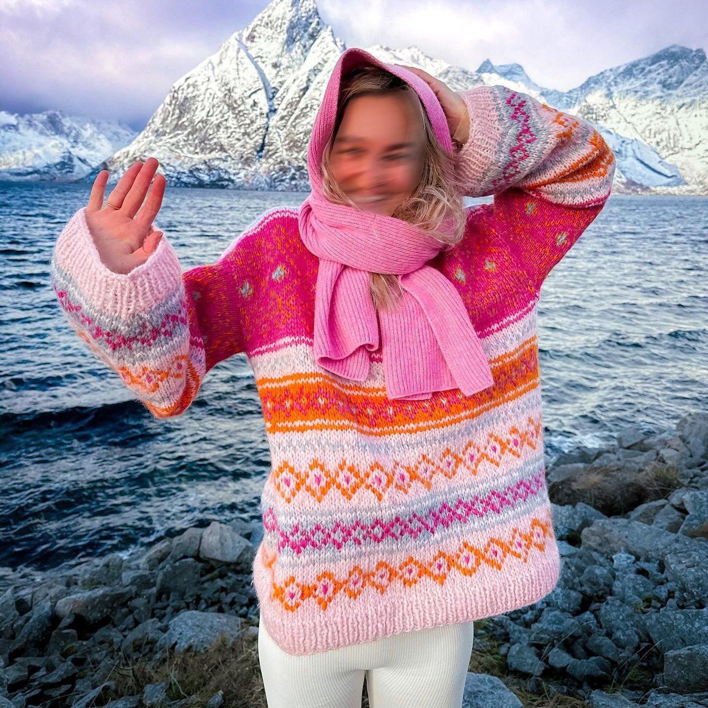 Women's Nordic Geometric Color Block Iceland Chunky Sweater artswardrobe