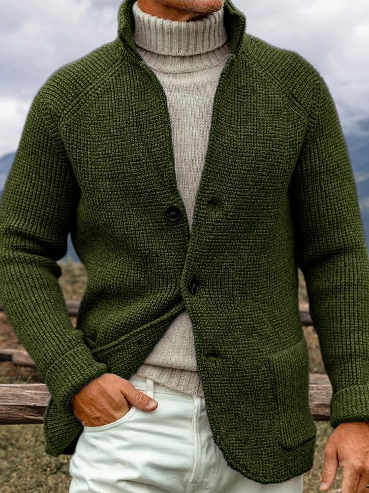 Men's Vintage Solid Color Cozy Sweater Cardigan elevenforest