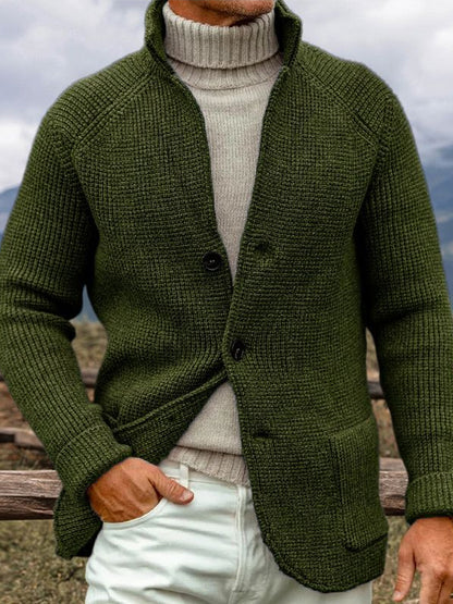 Men's Vintage Solid Color Cozy Sweater Cardigan elevenforest