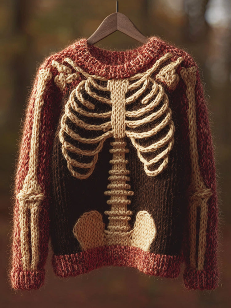 Vintage Halloween Human Anatomy Art Sense Thick Needle Round Neck Sweater artswardrobe