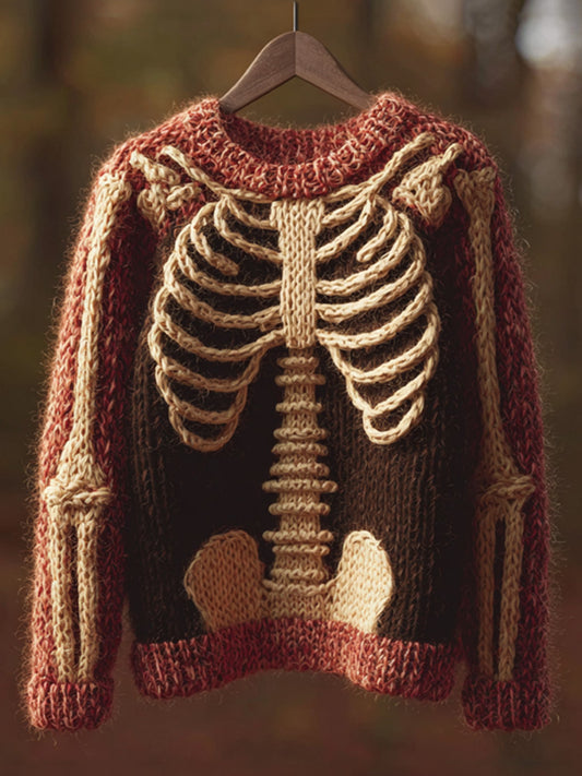 Vintage Halloween Human Anatomy Art Sense Thick Needle Round Neck Sweater artswardrobe