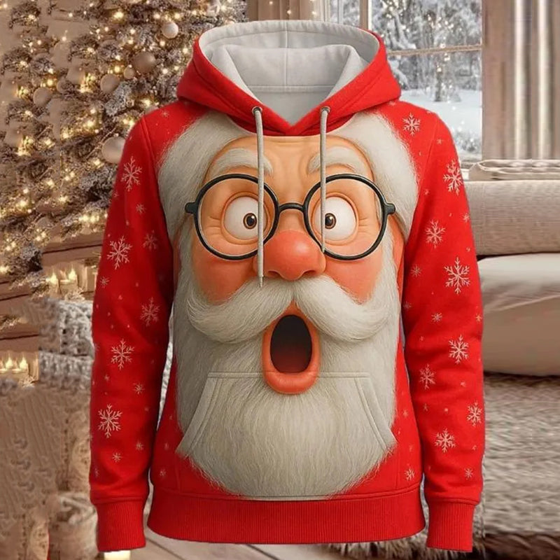 Comstylish Women's Christmas Funny Santa Art Hoodie