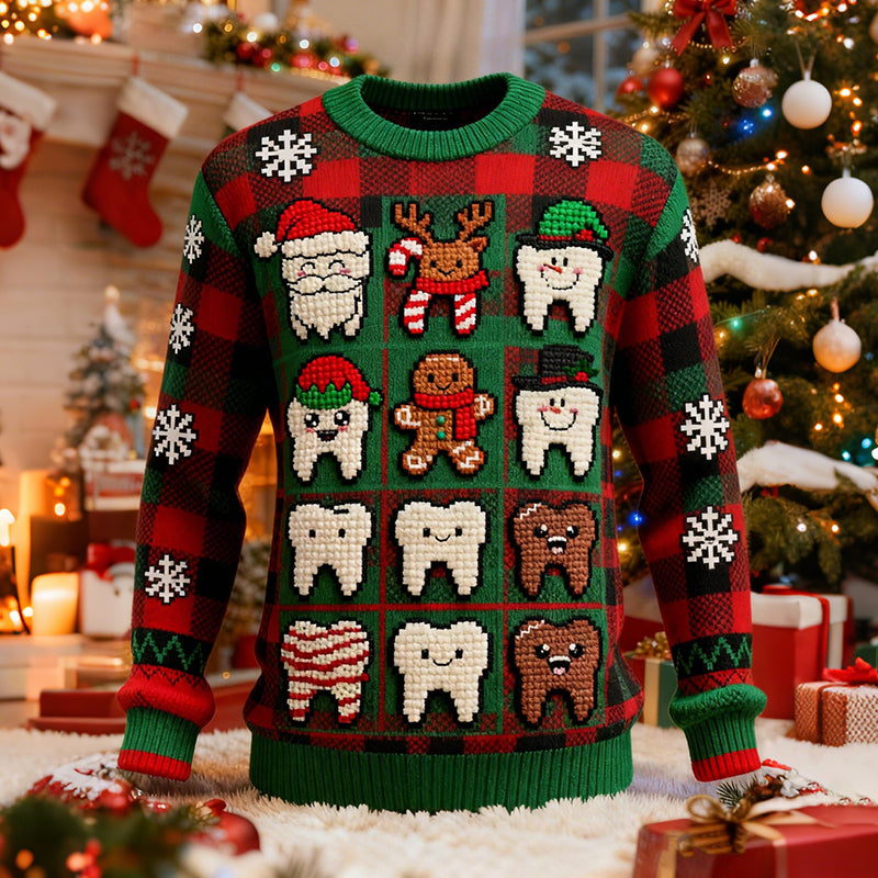 Comstylish Men's Christmas Print Cozy Knit Pullover Sweater