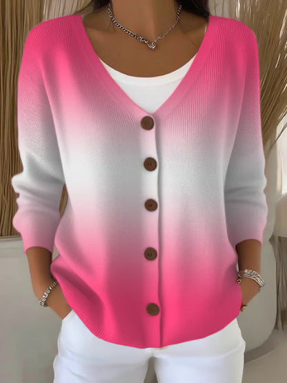 Women's Casual Autumn And Winter Gradient Cardigan artswardrobe