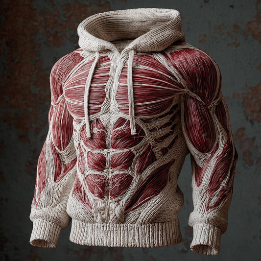 Men's Muscle Texture Knit Comfy Hooded Sweater artswardrobe
