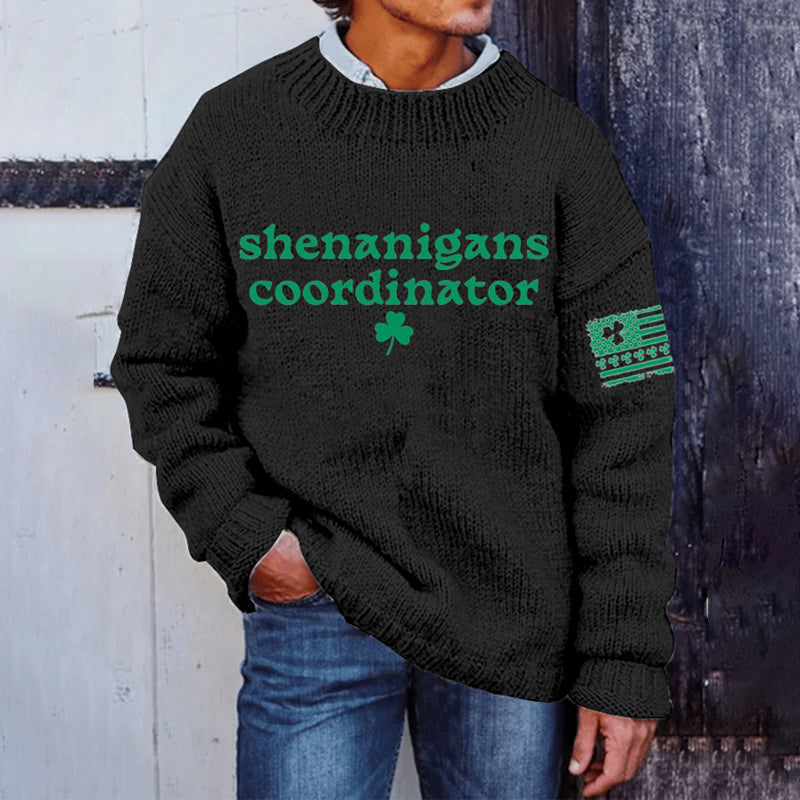 Men'S St. Patrick'S Day Printed Knit Crew Neck Sweater elevenforest