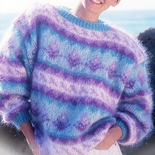 Classy Vintage Icelandic Knit Jacquard Blooming Warmth Felt Art Cozy Knit Sweater elevenforest