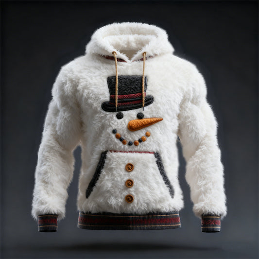 Comstylish Men's Christmas Snowman Inspired Cozy Plush Hoodie