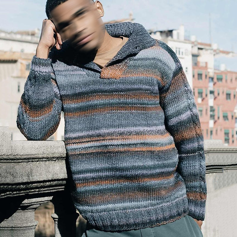 Men's Vintage Ombre Knit Button Sweater elevenforest