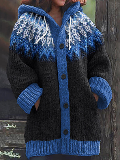 Vintage Tribal Icelandic Pattern Cozy Cardigan Sweater elevenforest