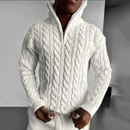 Men's Vingate Thick Needle Jacquard Zippered Turtleneck Sweater elevenforest