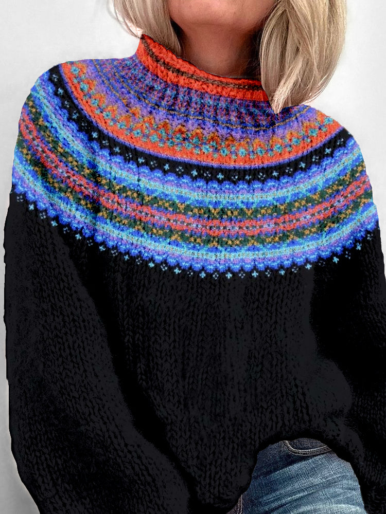 1940s Vintage Style Fairisle Alpine Knit Turtleneck Sweater elevenforest