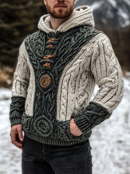 Vintage Celtic Mythology Irish Men's Knit Hooded Sweater elevenforest