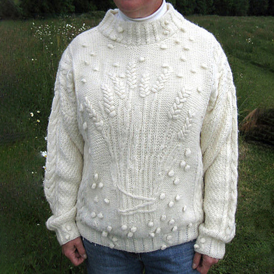 Rare Aran Harvest Wheatsheaf Pattern Warm Sweater artswardrobe