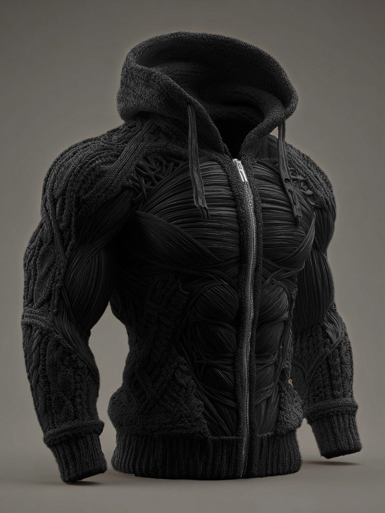 Vintage Muscles Anatomical Art Men's Casual Warm Zip-up Sweater artswardrobe