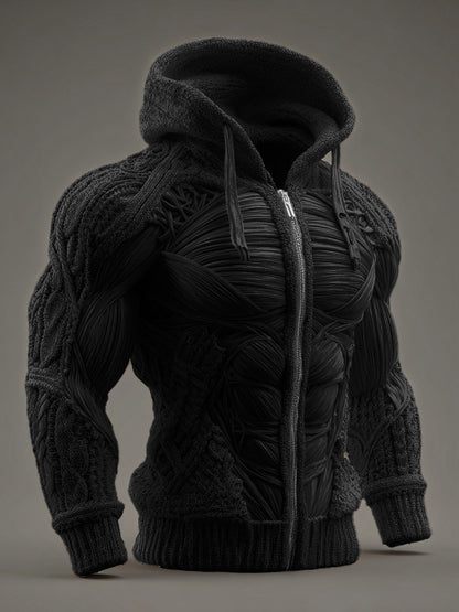 Vintage Muscles Anatomical Art Men's Casual Warm Zip-up Sweater artswardrobe