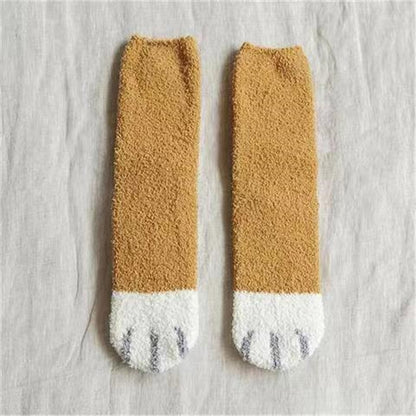Comstylish Lovely Cat Paw Inspired Fuzzy Plush Socks
