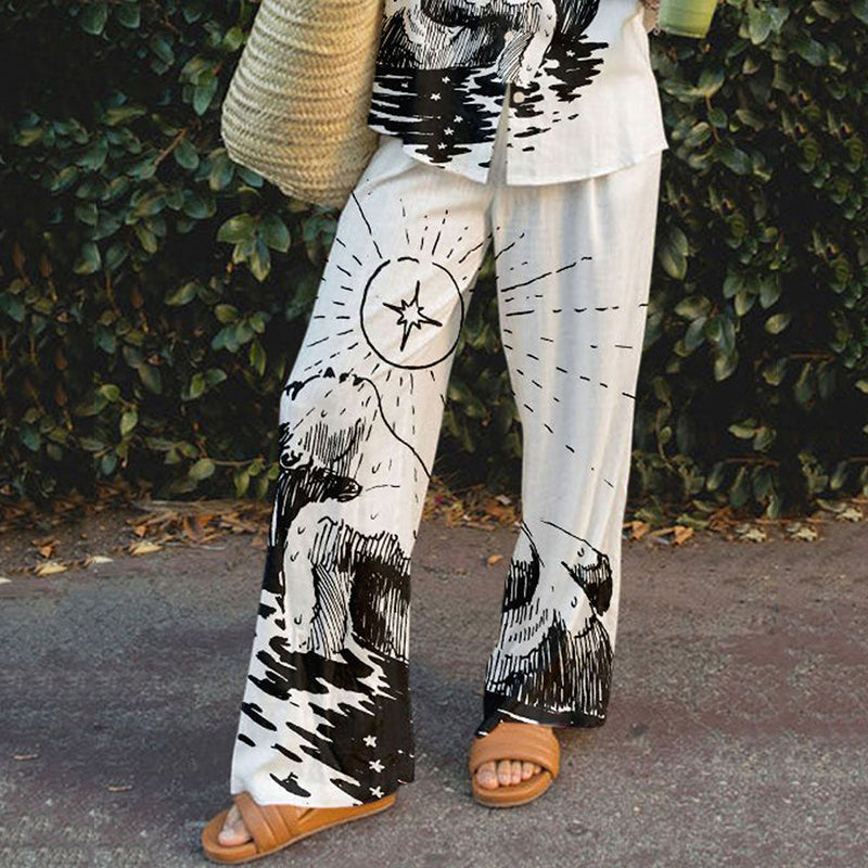 Elegant Women's Printed Casual Two-piece Set artswardrobe