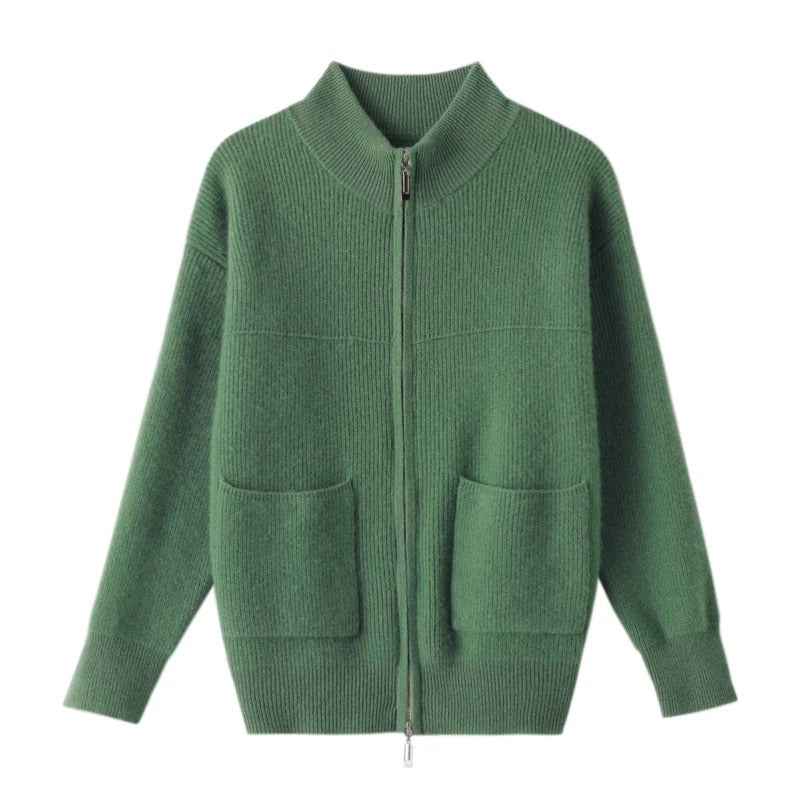 LP | Accogliente cardigan in maglia con collo alto e zip