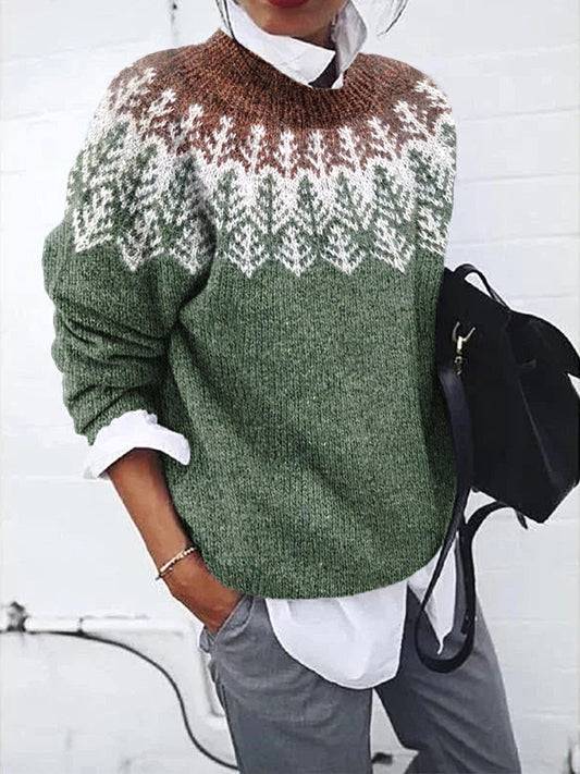 Forest Trees Casual Cozy Knit Sweater elevenforest