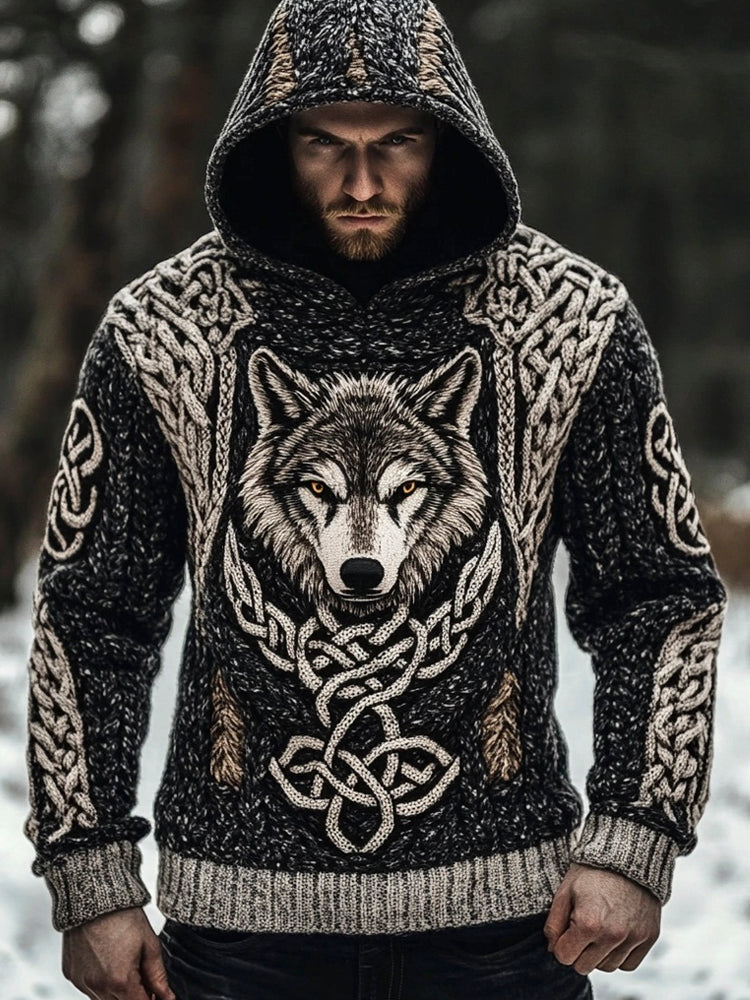 Viking Wolf Totem Men's Hooded Sweater artswardrobe