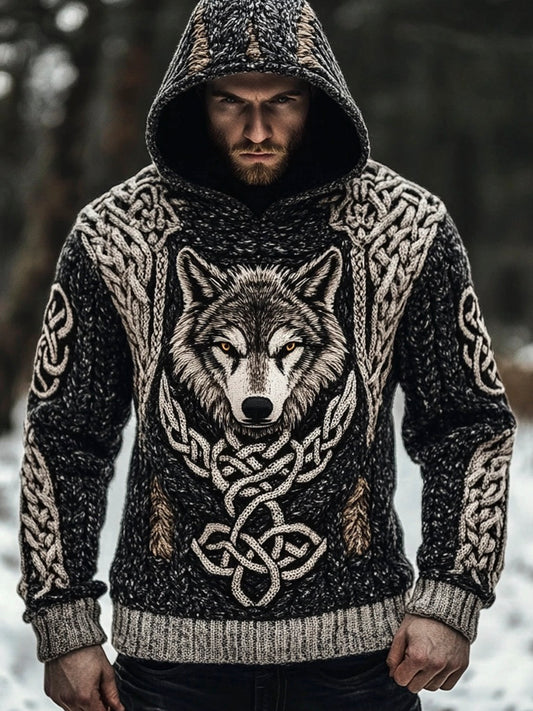 Viking Wolf Totem Men's Hooded Sweater artswardrobe