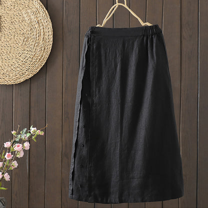 Women's Elegant Simple Linen Blend Skirt artswardrobe