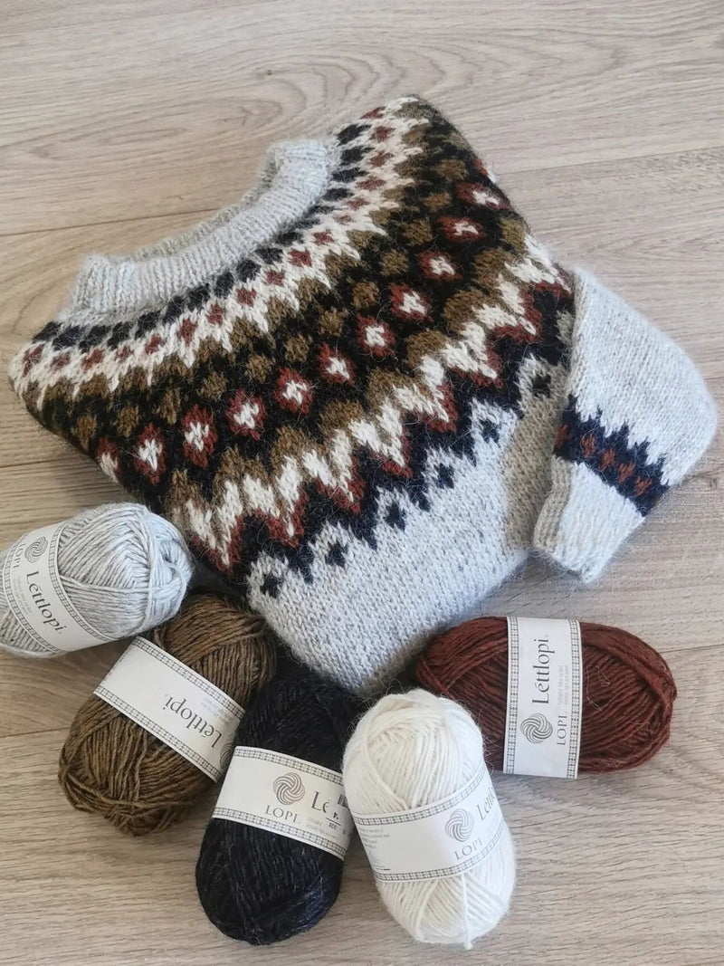Maglione girocollo in misto lana con motivo Fair Isle geometrico sullo scudo