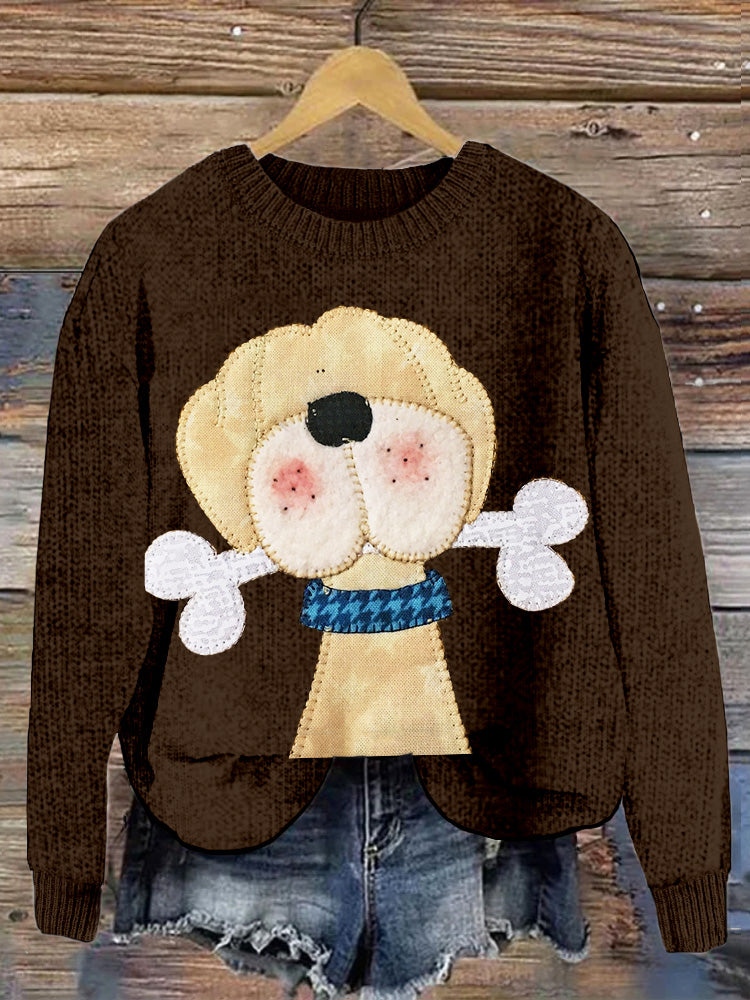 Comstylish Cute Labrador Applique Patterns Cozy Sweater