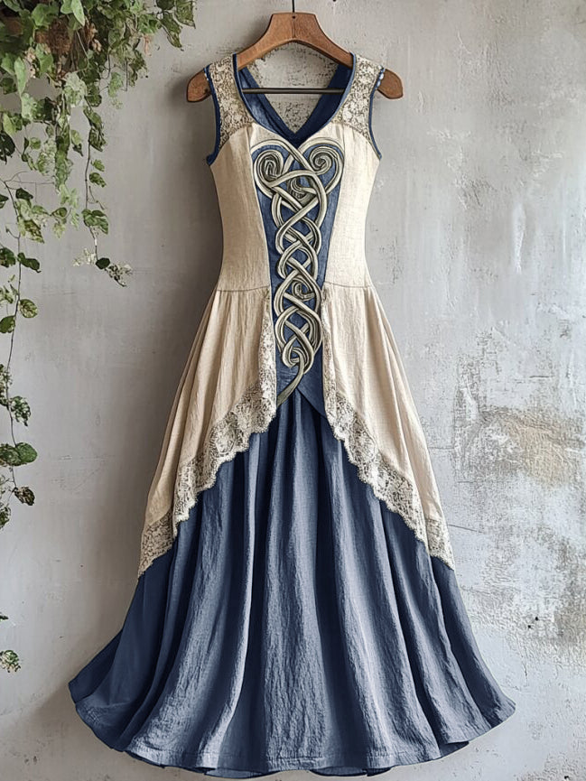 Viking Tribal Celtic Knot Art Lace Linen Tank Dress artswardrobe