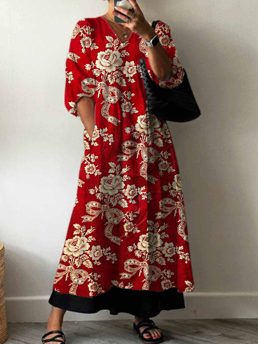 Women'S Vintage Floral Pattern Cotton Dress