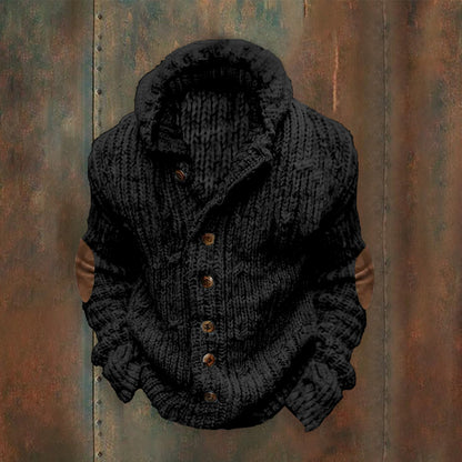 Vintage Cable Knit Basic Buttons Hooded Sweater elevenforest