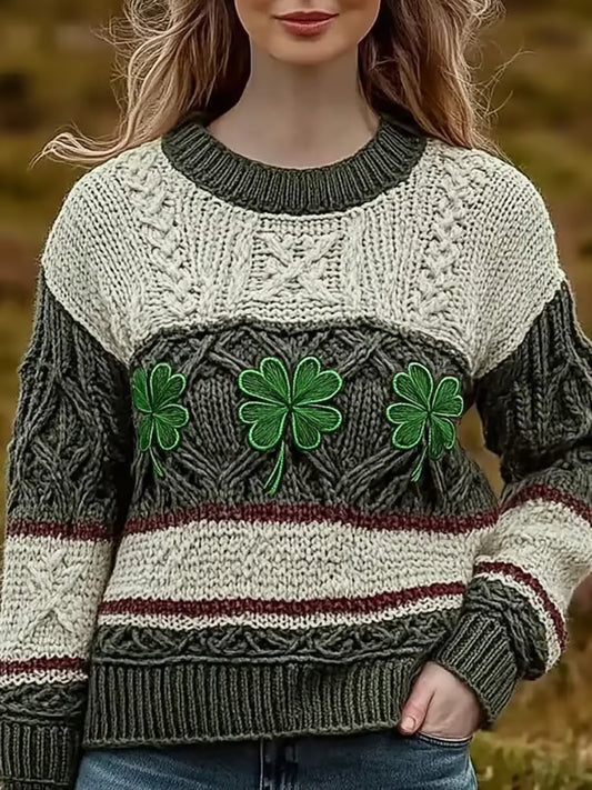 Women's Retro St. Patrick's Day Knitted Sweater artswardrobe