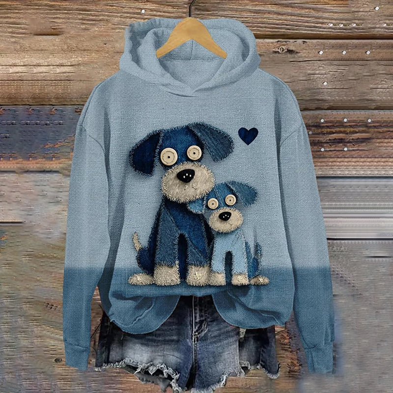 Comstylish Vintage Funny Dog Art Print Casual Sweatshirt