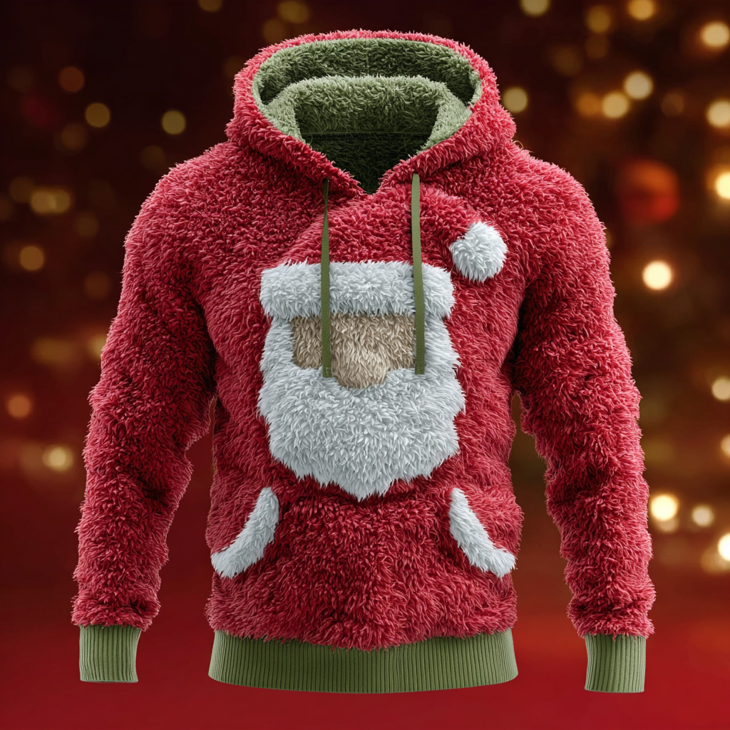 Comstylish Retro Christmas Men's Flannel Hooded Sweatshirt