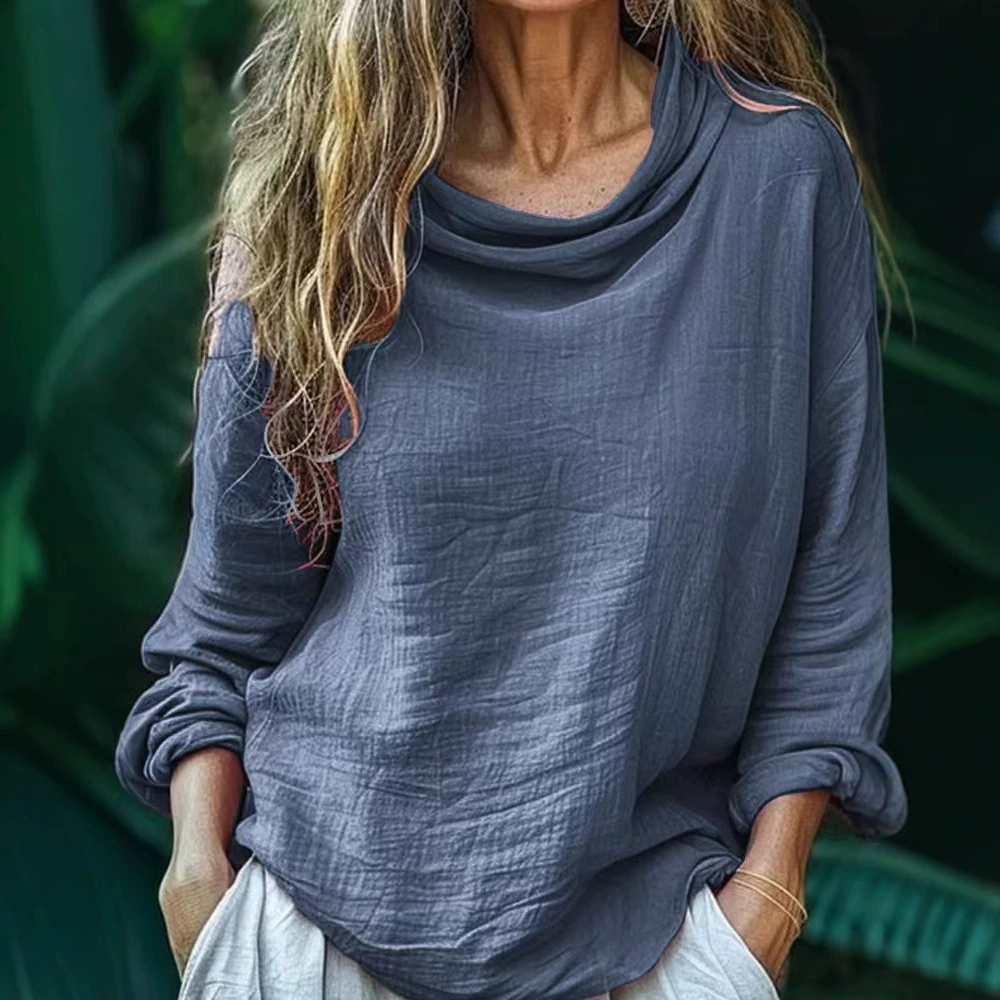 Comstylish Vintage Bohemian Style Linen Long Sleeve Shirt